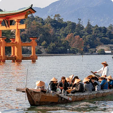 Boat near Miyajima torii gate